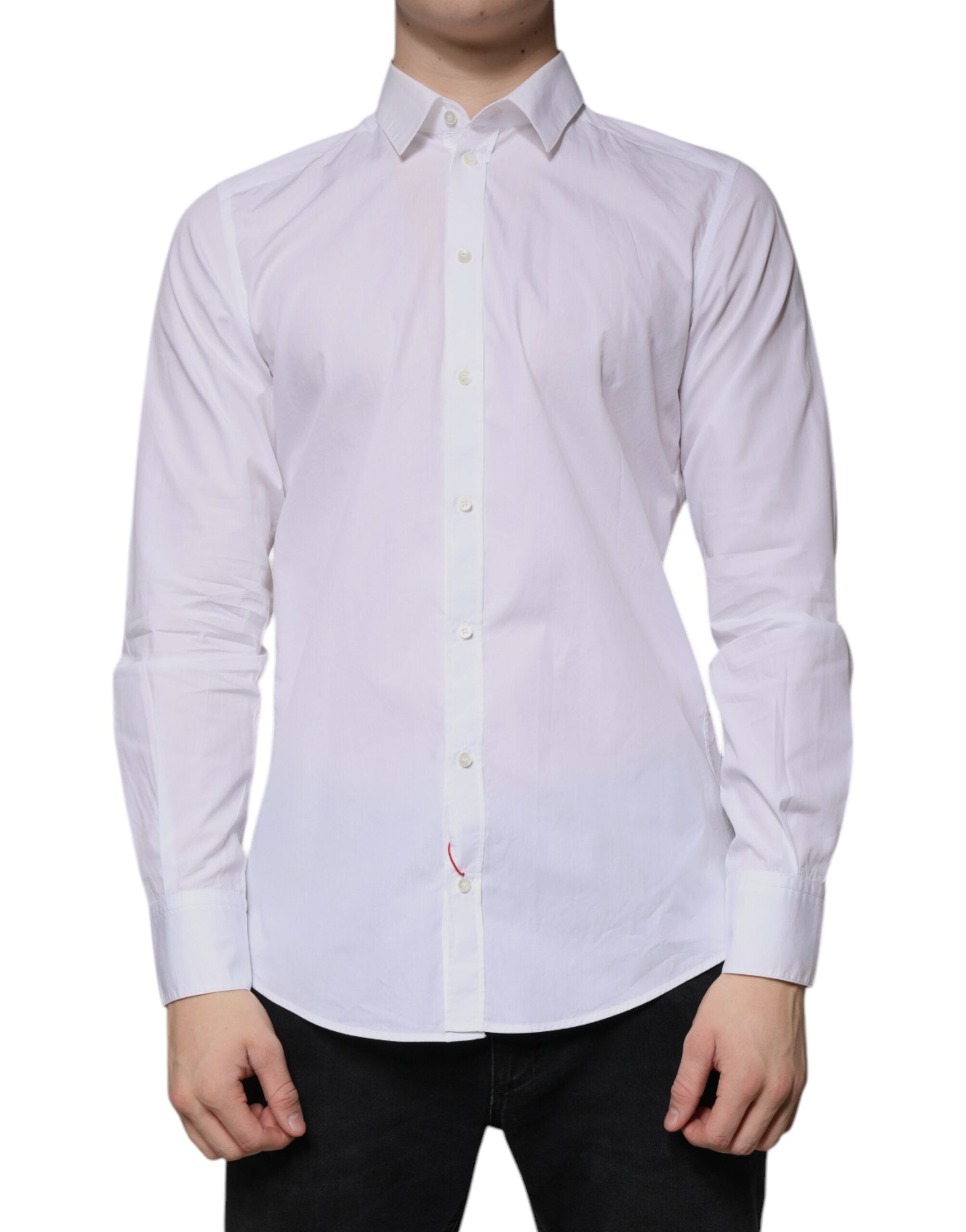 Dolce & Gabbana White long-sleeved cotton shirt for formal occasions